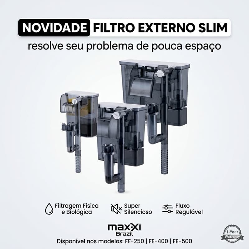 Filtro Externo Slim Maxxi Aquarium Hang-On Para Aquário FE-250 FE-400 FE-500 Silencioso