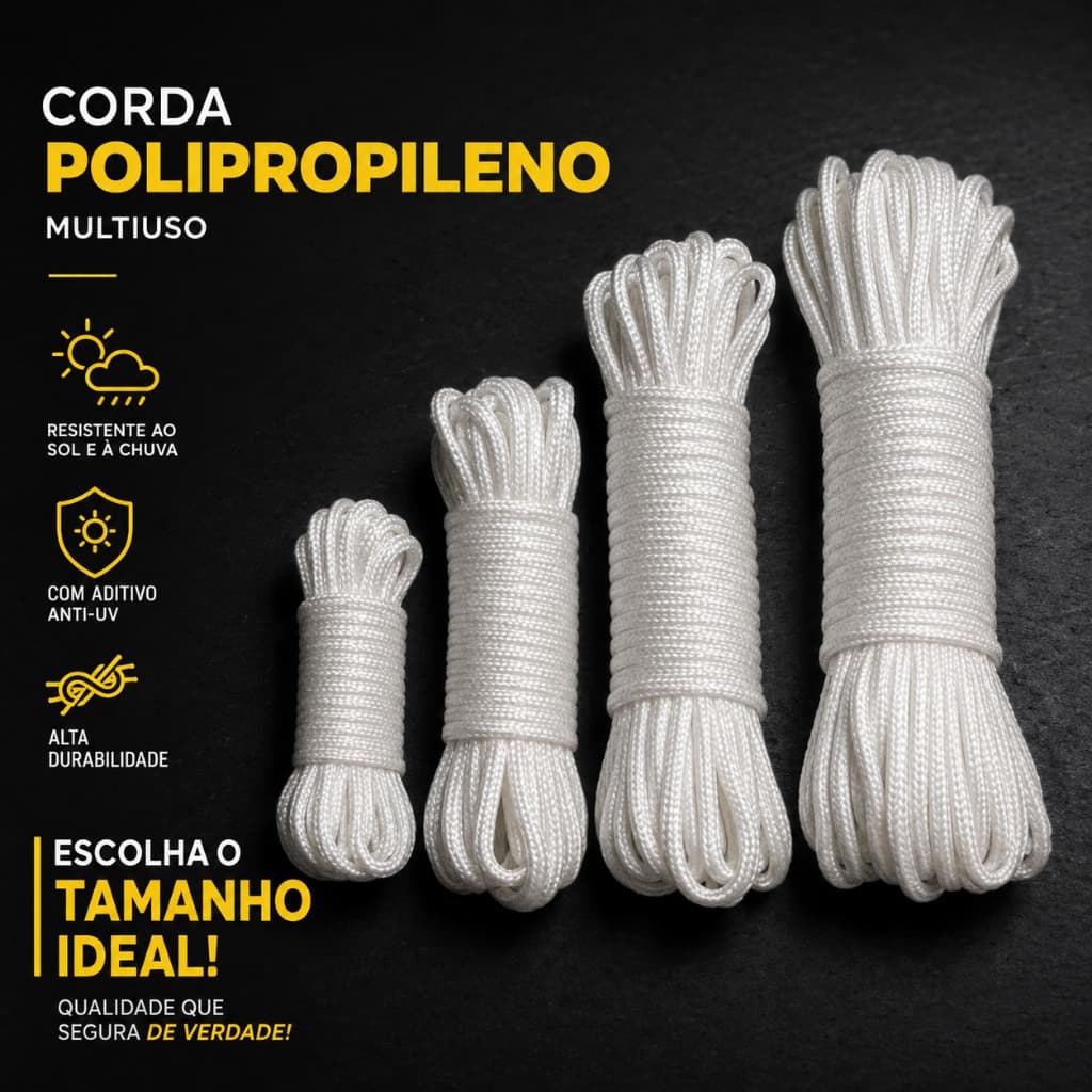 Corda Para Varal 10m /20m / 30m /40 metros - Varal de Teto Quintal Ap 2mm