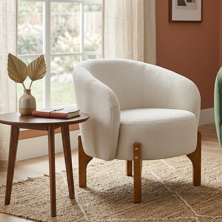 Poltrona Boucle Decorativa Orgânica Sala de Estar De Luxe Quarto Recepção Living