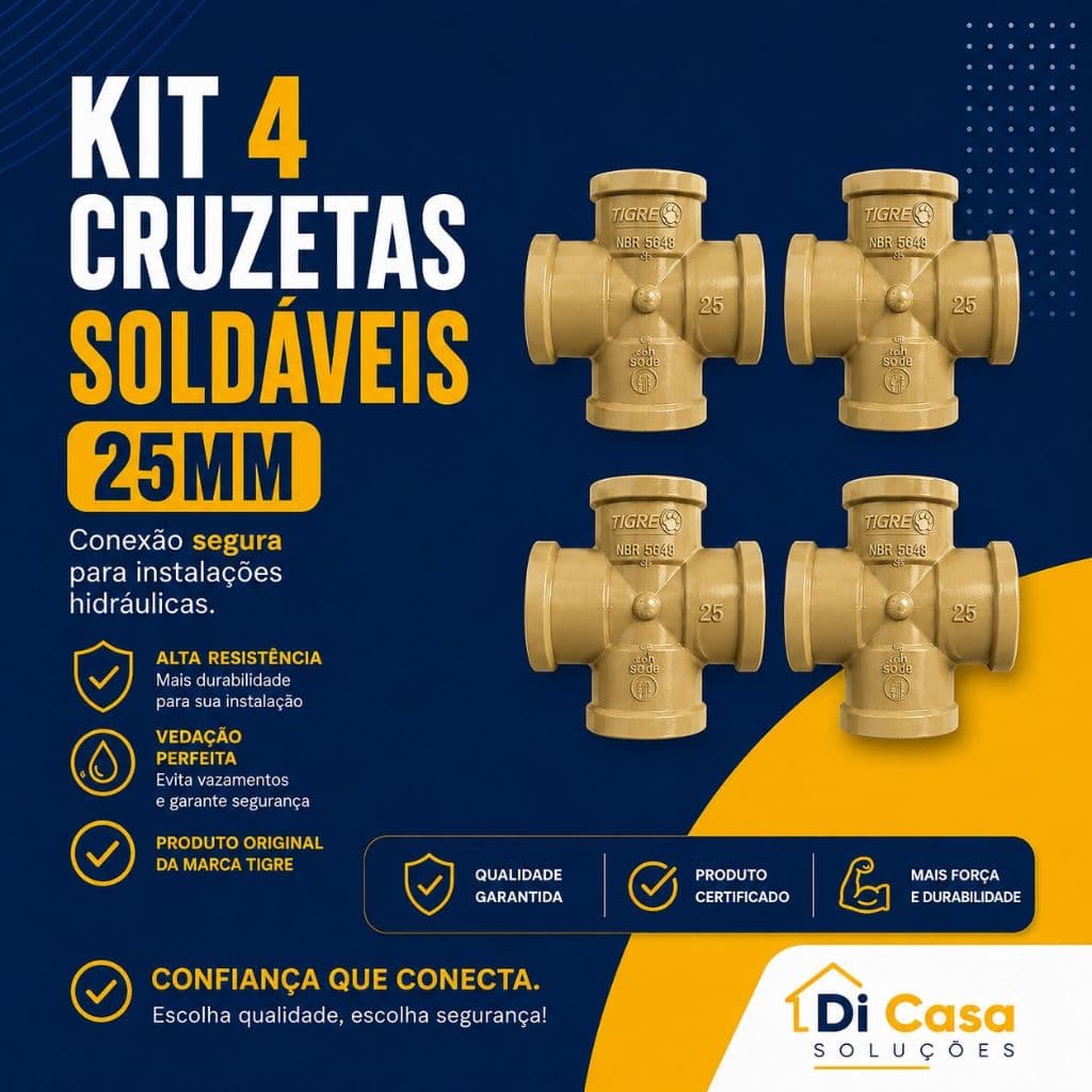 Kit 4 Cruzeta Soldável 3/4'' 25mm Tigre