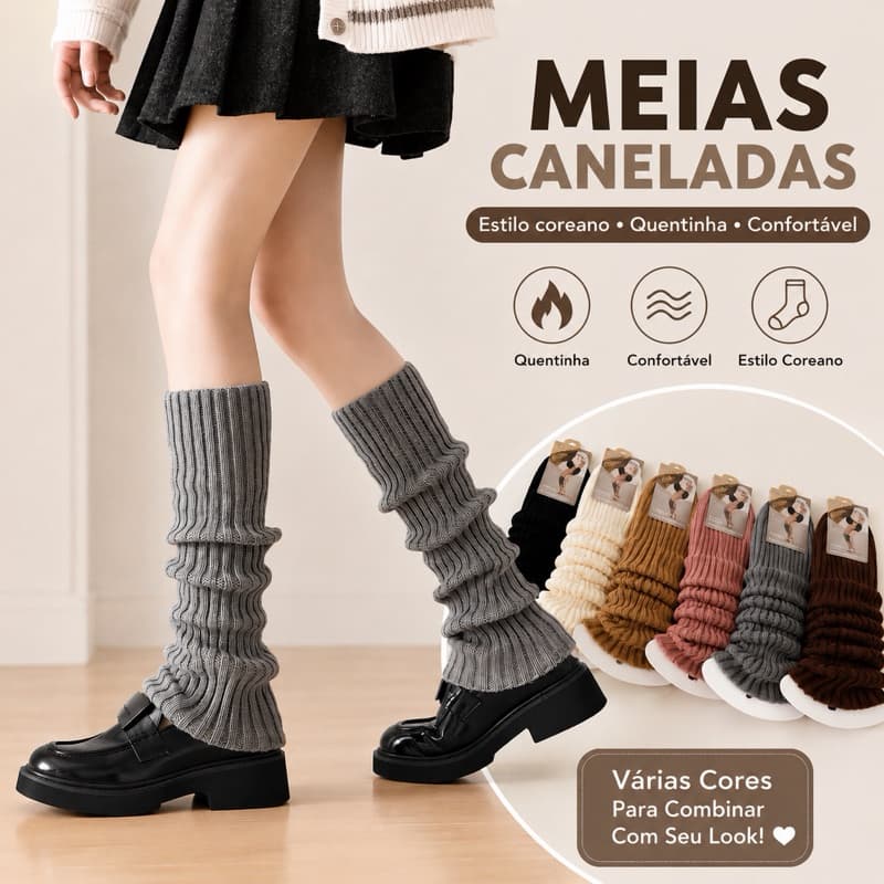Polaina Meias Caneladas Fitness Sem Pés Ballet Academia Aeróbicas em Lã