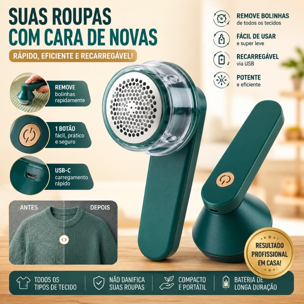 Removedor De Bolinhas De Roupa Elétrico Recarregável USB Portátil Tira Pelos E Fiapos