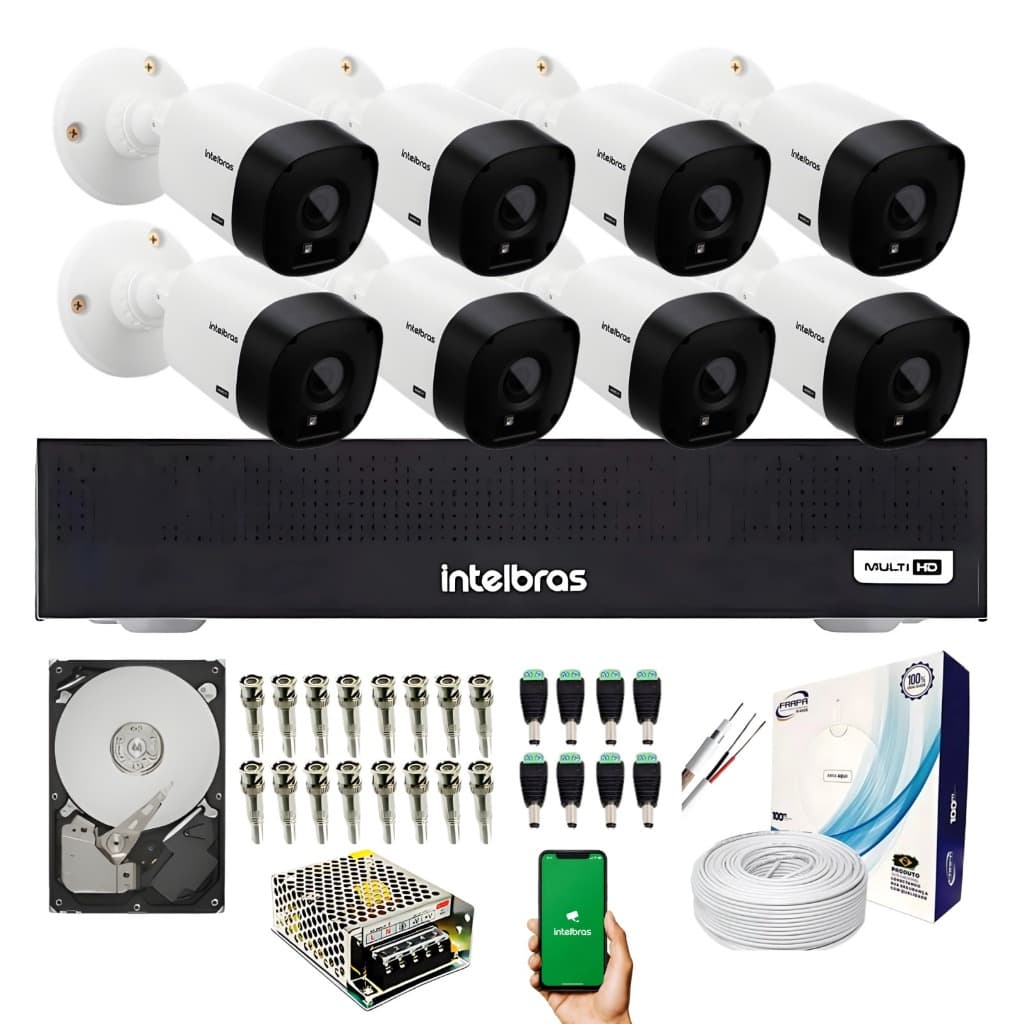 Kit 8 Câmeras intelbras Dvr mhdx1208-c DA HD 500GB
