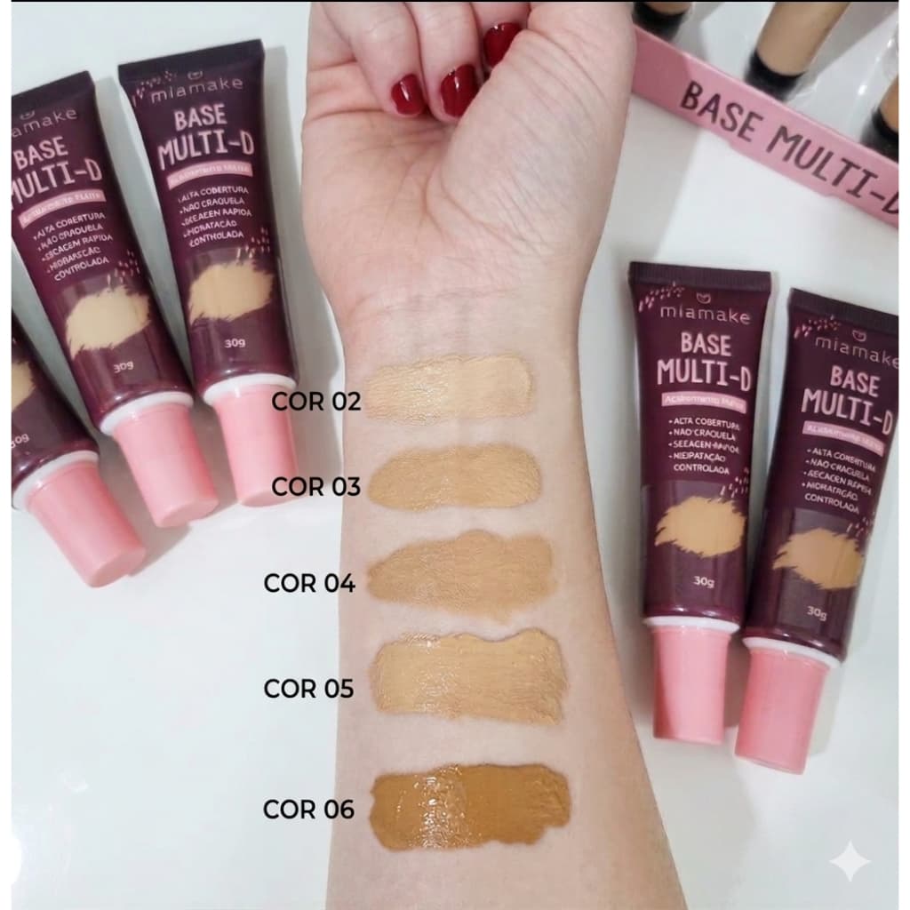 Base Multi Mia Make Acabamento Matte Alta Cobertura Hidratação Controlada Secagem Rápida