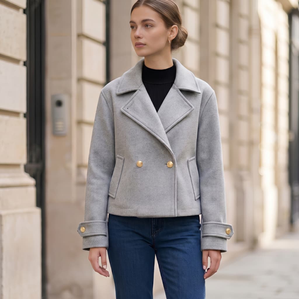 Jaqueta Feminina Casaco Frio Lã Batida Blusa Botões Luxo