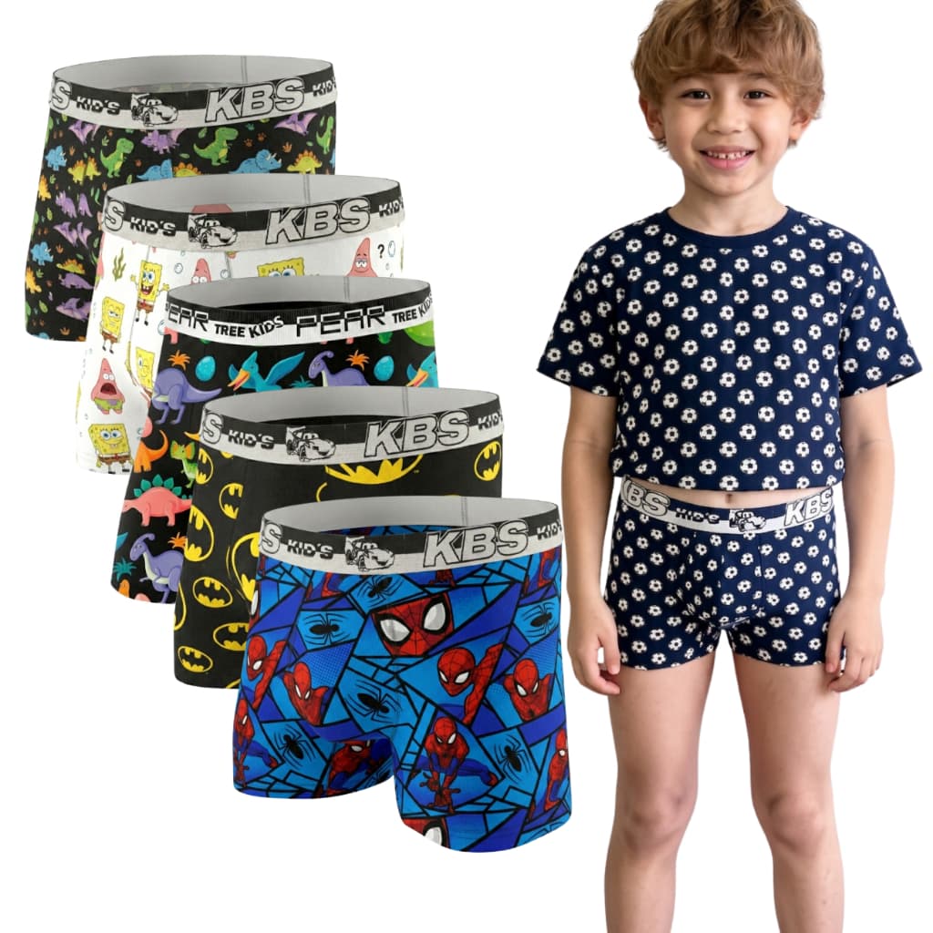 Kit Cuecas Box Boxer Infantil Estampada Menino Criança