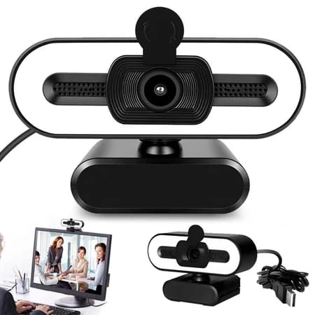 Webcam USB 2K com Microfone - Foco Automático e Ângulo Amplio, Compatibilidade Universal