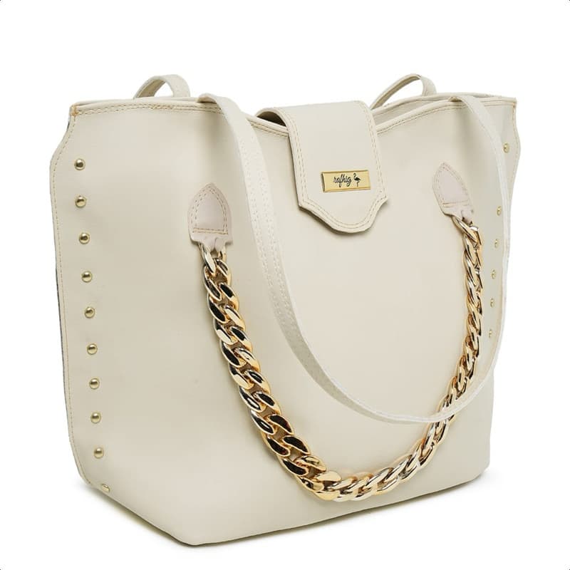 Bolsa Tote Feminina Rafhig com Corrente Dourada