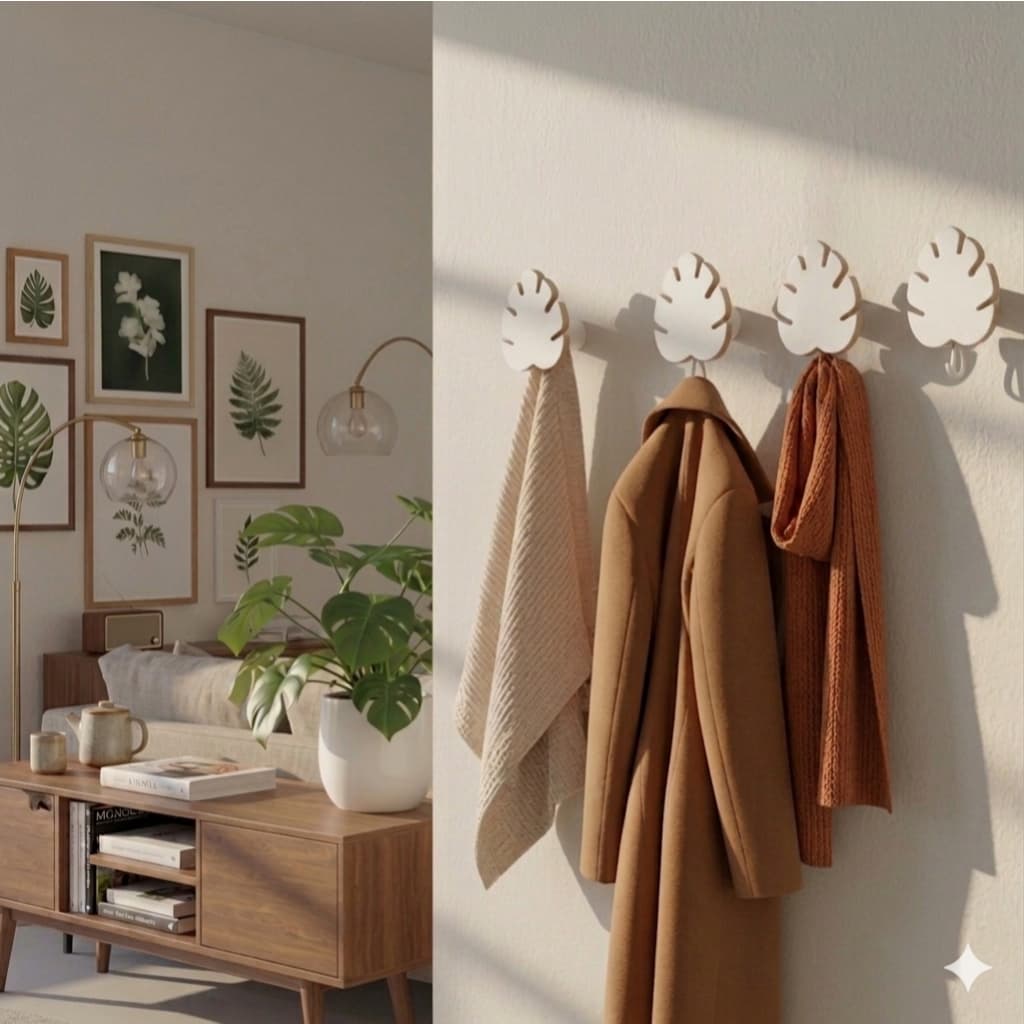 4 Ganchos Parede Costela de Adão borda verde Folha MDF 6mm