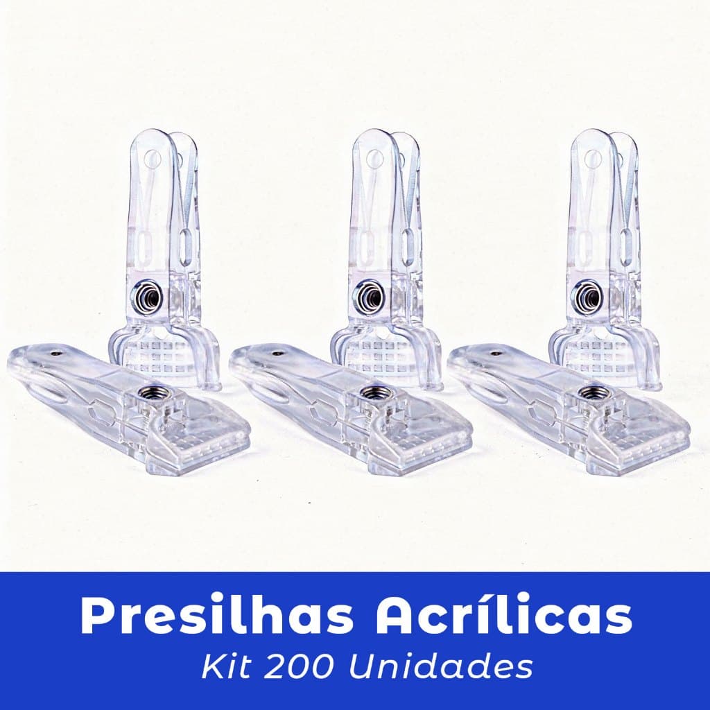 200 unidades de Presilhas P/ Cabides e Cruzetas Transparentes Acrílicas
