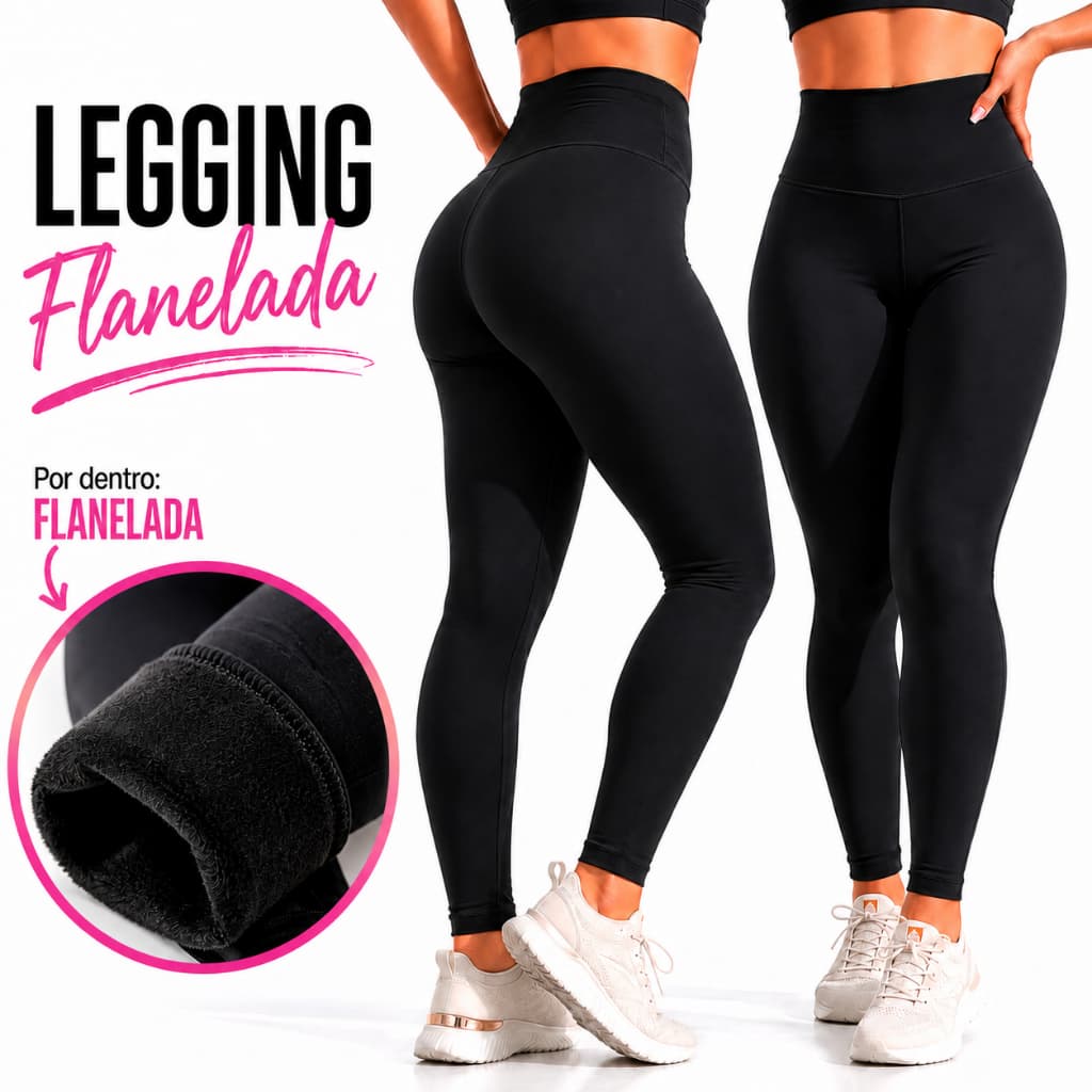 Legging Flanelada Grossa Calça Leg Peluciada Forrada Por Dentro Costura Reforçada Calça Térmica