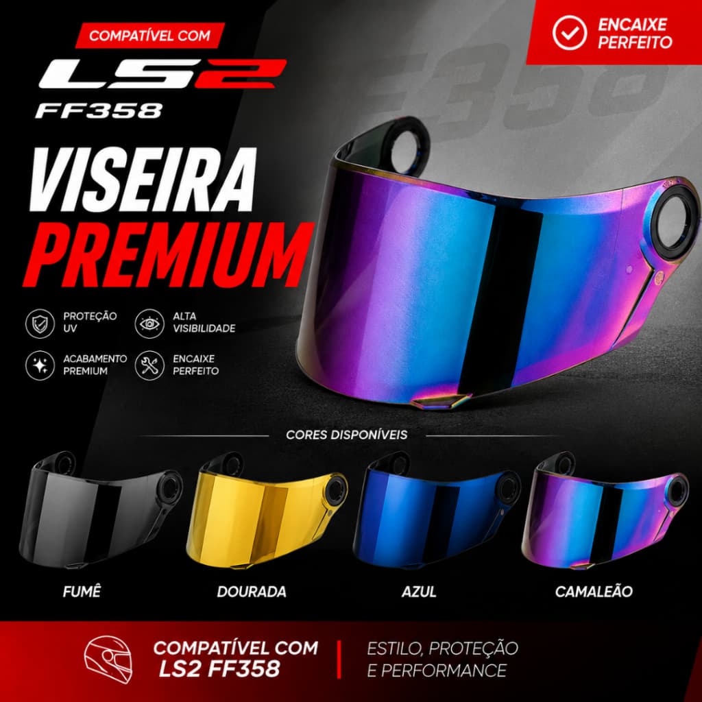 Viseira LS2 FF358 FF396 Antirrisco Espelhada Premium