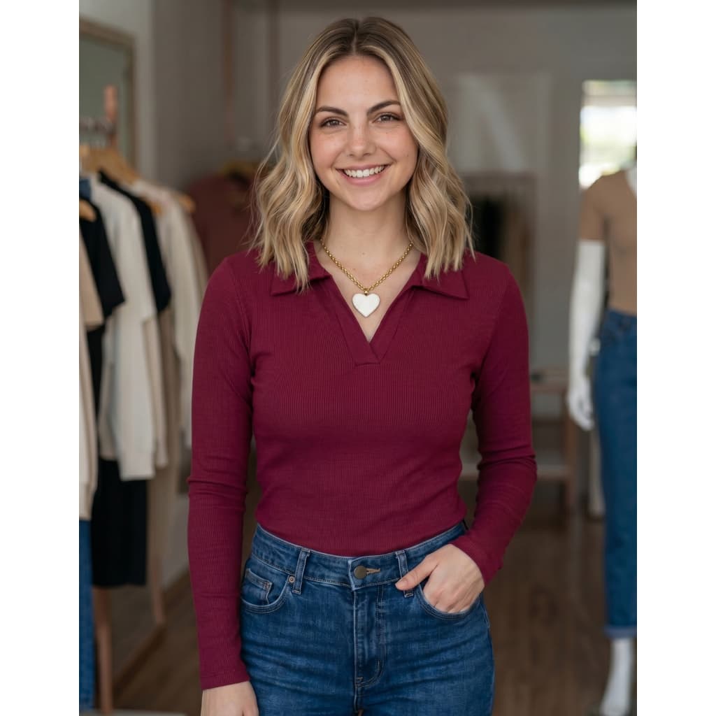 Blusa Manga comprida Feminina Polo Canelada Premium Inverno Elegante Casual Confortável veste 38 ao 50