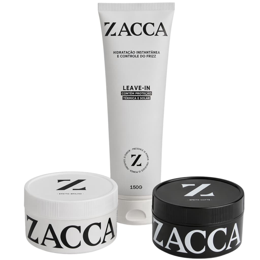 Kit Cera Modeladora E Leave In Pra Cabelo Zacca Alta Fixação