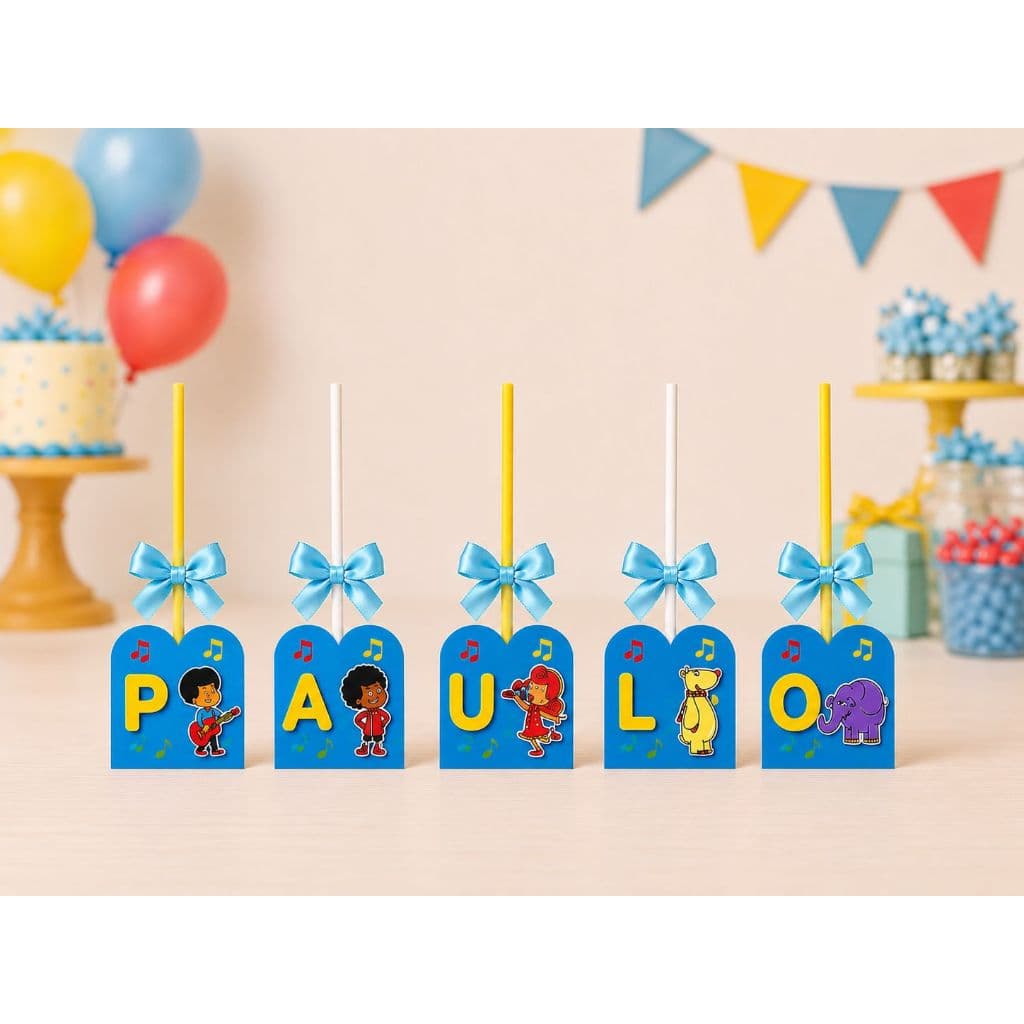 Apliques para Bolo no Palito 3 Palavrinhas Personalizado 2D em Papel para Decoração Doces