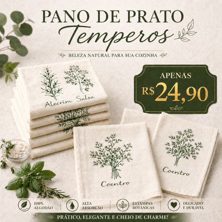 Kit Pano De Prato Rustico Tempero Estampado Grande