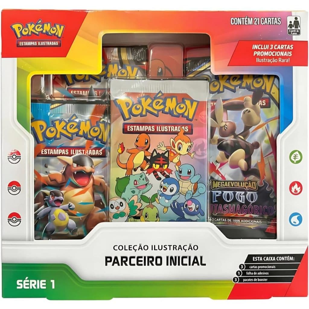 Pokémon Cartas Parceiro Inicial Serie 1 e 2 com 21 Cartas - COPAG