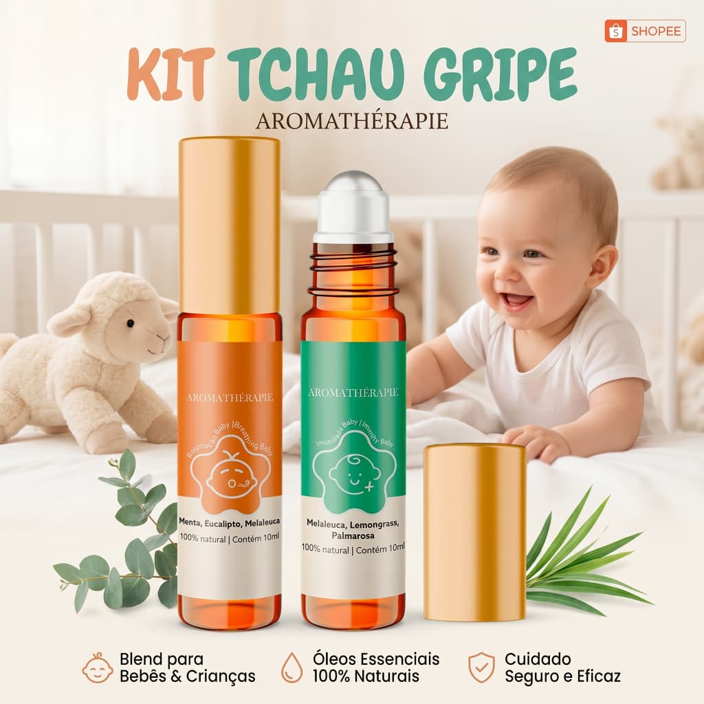 Kit 2 Aromaterapias Bebê Natural Imunidade e Respiração Baby Blend Óleos Essenciais Aromathérapie