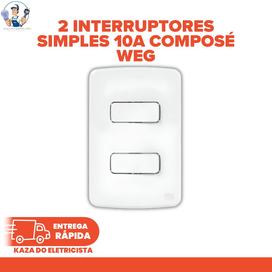 KIT COM 3 Conjunto 4x2 Composé com 2 Interruptores Simples 10A Branco 13272420 WEG