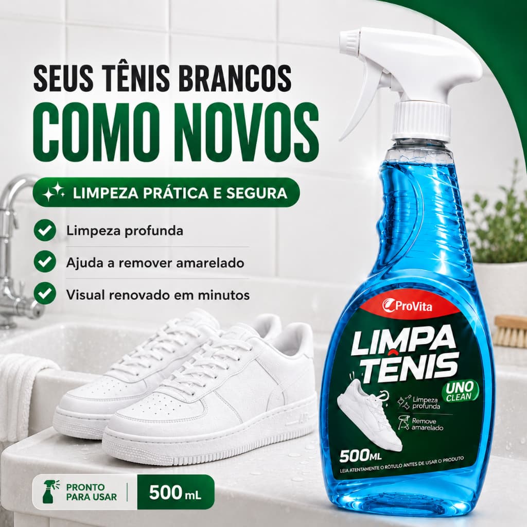 Limpa Tênis Spray Premium Provita Limpeza Profunda 500ml.