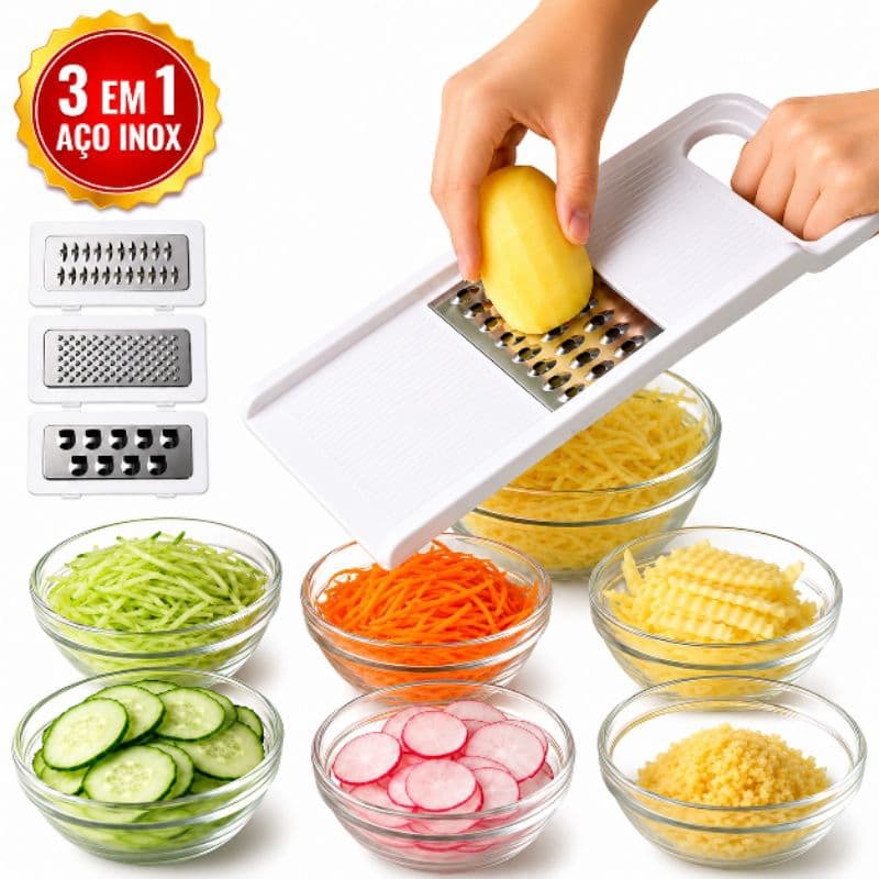 Ralador Fatiador Inox Multifuncional Cortador Mandoline Legumes Cozinha