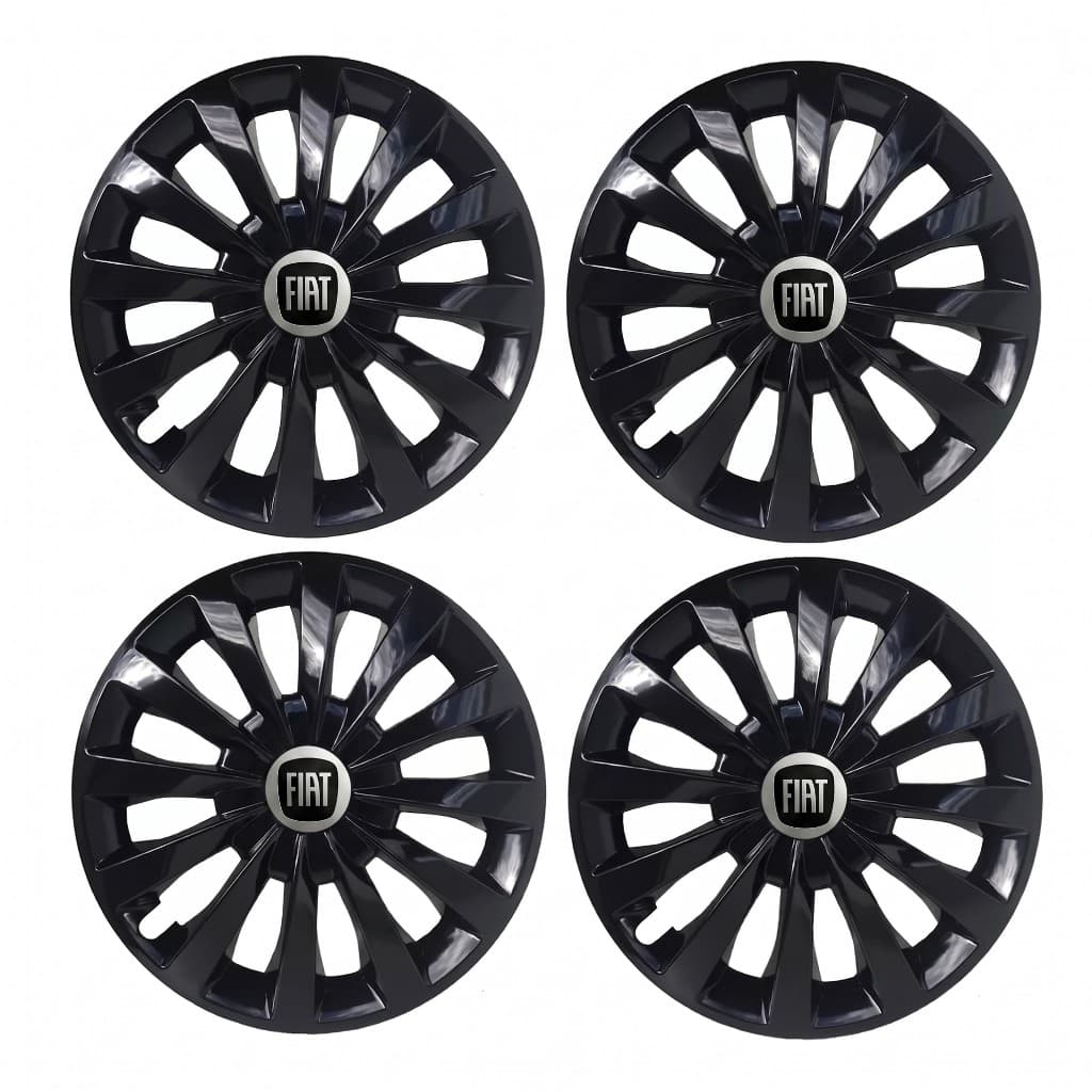 Jogo Calota Passat Fiat Preto Brilhante Argo Brava Bravo Cronos Doblo Elba Fiorino Grand Siena