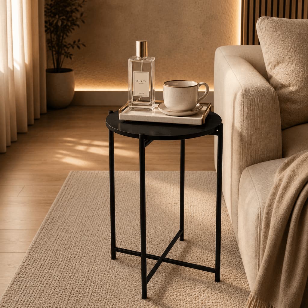 Mesa Moderna Articulada Estilo Industrial de Centro de Sala Apoio Resistente Redonda Lateral Decoração Quarto Premium