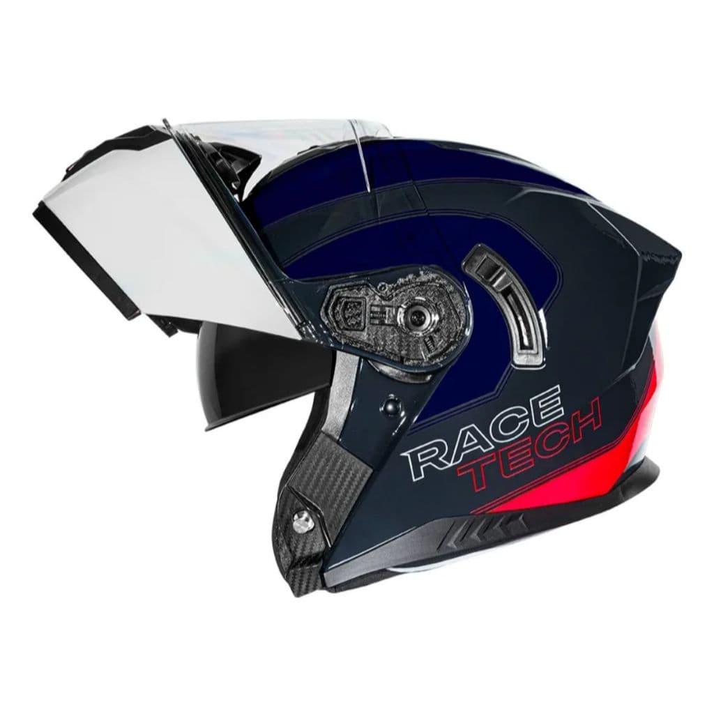 Capacete Moto Race Tech Signal Active Branco Azul E Vermelho