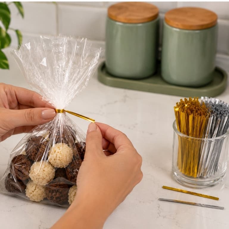 Fecho De Arame Plastificado 10cm 1040 Unidades Para Embalagem De Doces E Presentes Lembrancinha