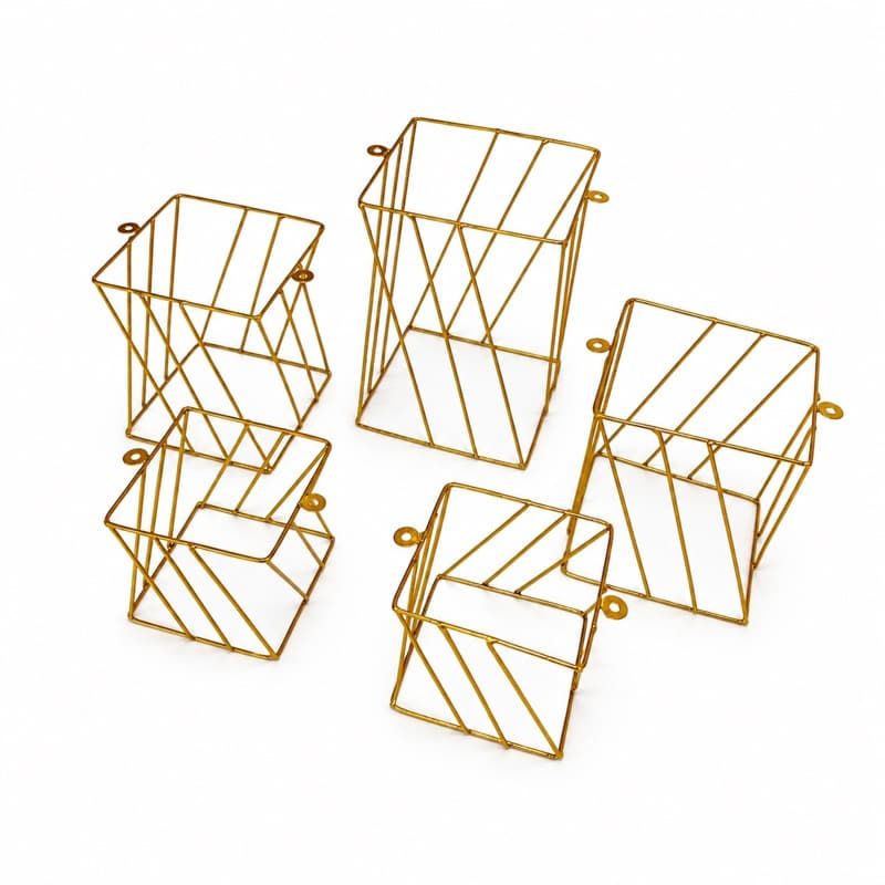 Kit 5 Boleiras Nichos Aramados Decorativos 5 Peças Dourado | Organizador Moderno