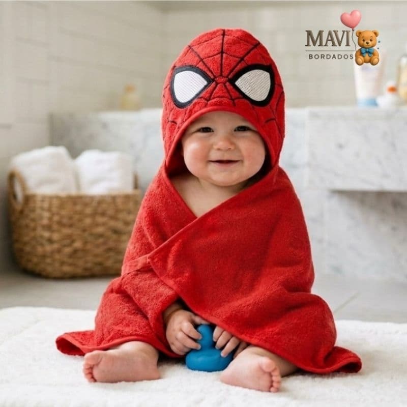 Toalha de Banho Infantil Homem-Aranha com Capuz | Macia e Absorvente