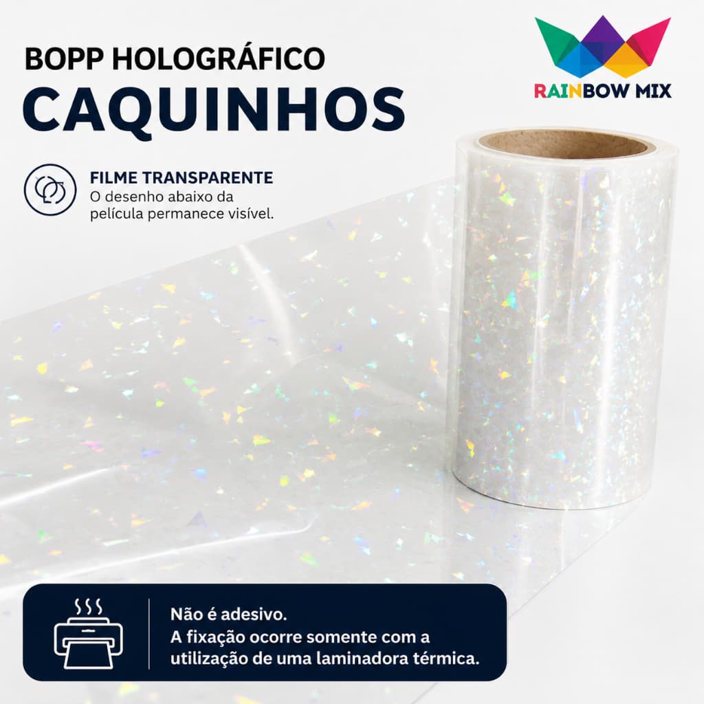 Bopp Holográfico Pedras/Caquinhos - Bobina de 22 cm X 100 Metros - TOP!