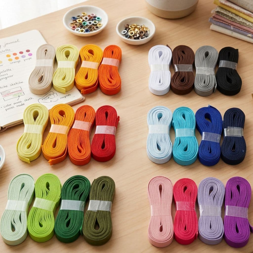 Kit 8 metros Elástico Chato Colorido 7mm Artesanato Papelaria personalizada