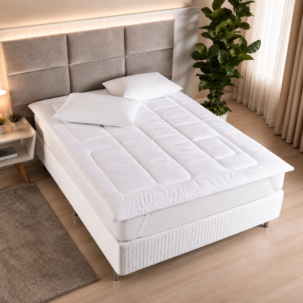 Pillow Top Casal Solteiro Queen King Size Protetor Colchão 400 Fios Toque Extra Macio Premium