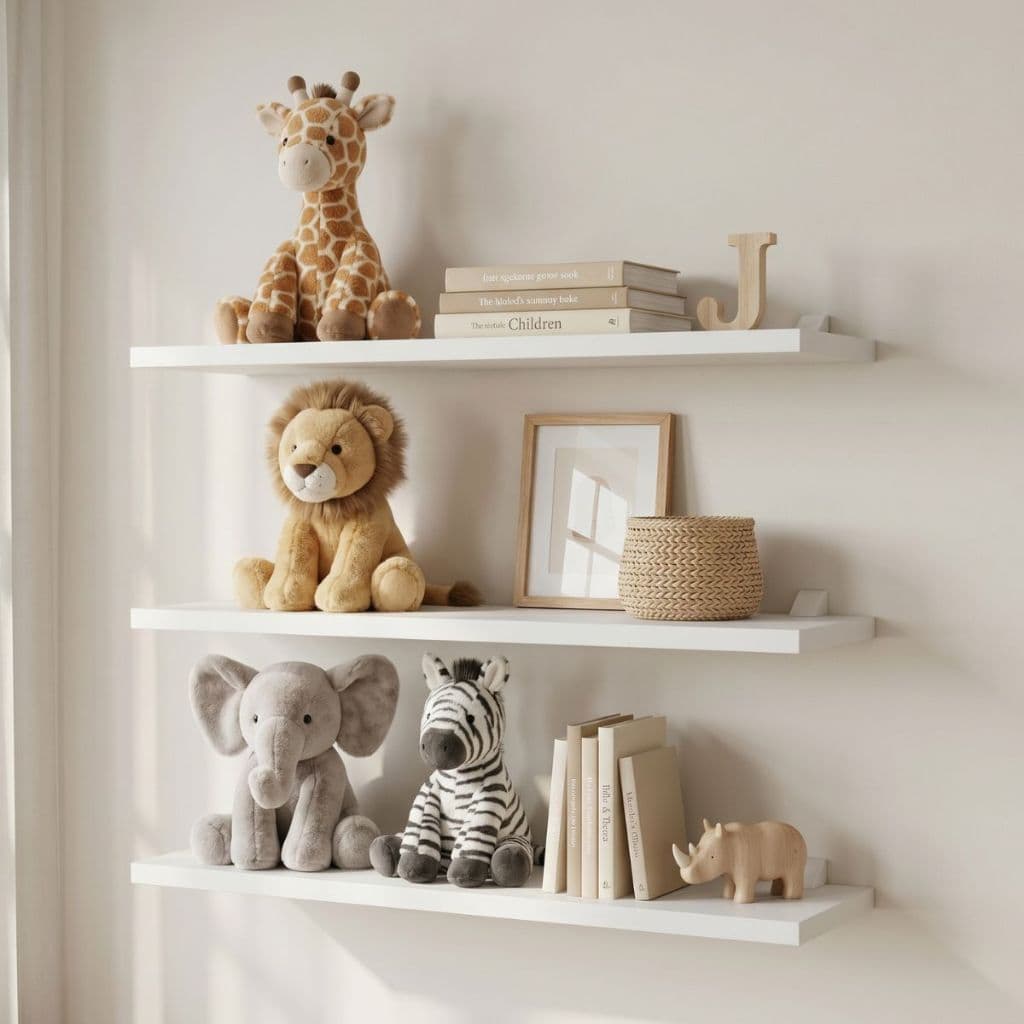 Kit 3 Prateleiras MDF Branco 60x20 Decoração Quarto Infantil Organização Suporte Fixação
