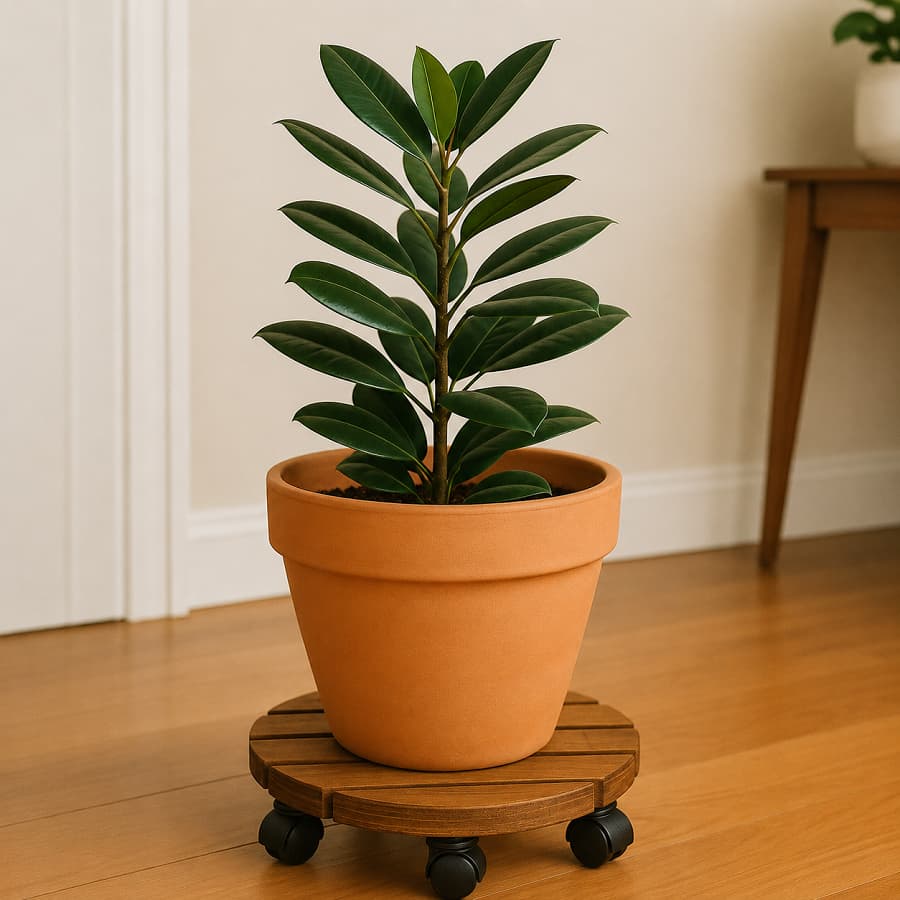 Suporte Para Vaso De Planta Redondo Rodinhas Cristal 30 Cm