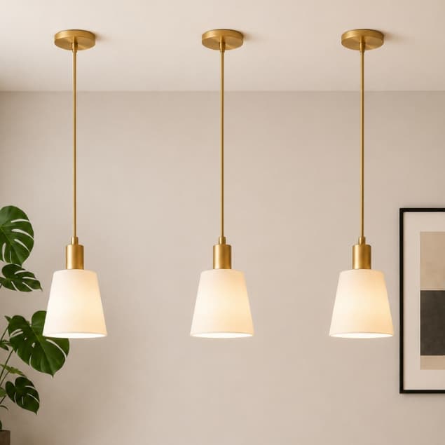 Kit 3  Luminária Pendente Clássico Cônico  Bocal E27 150cm Dourado/Preto Interna Sala Mesa Decoração