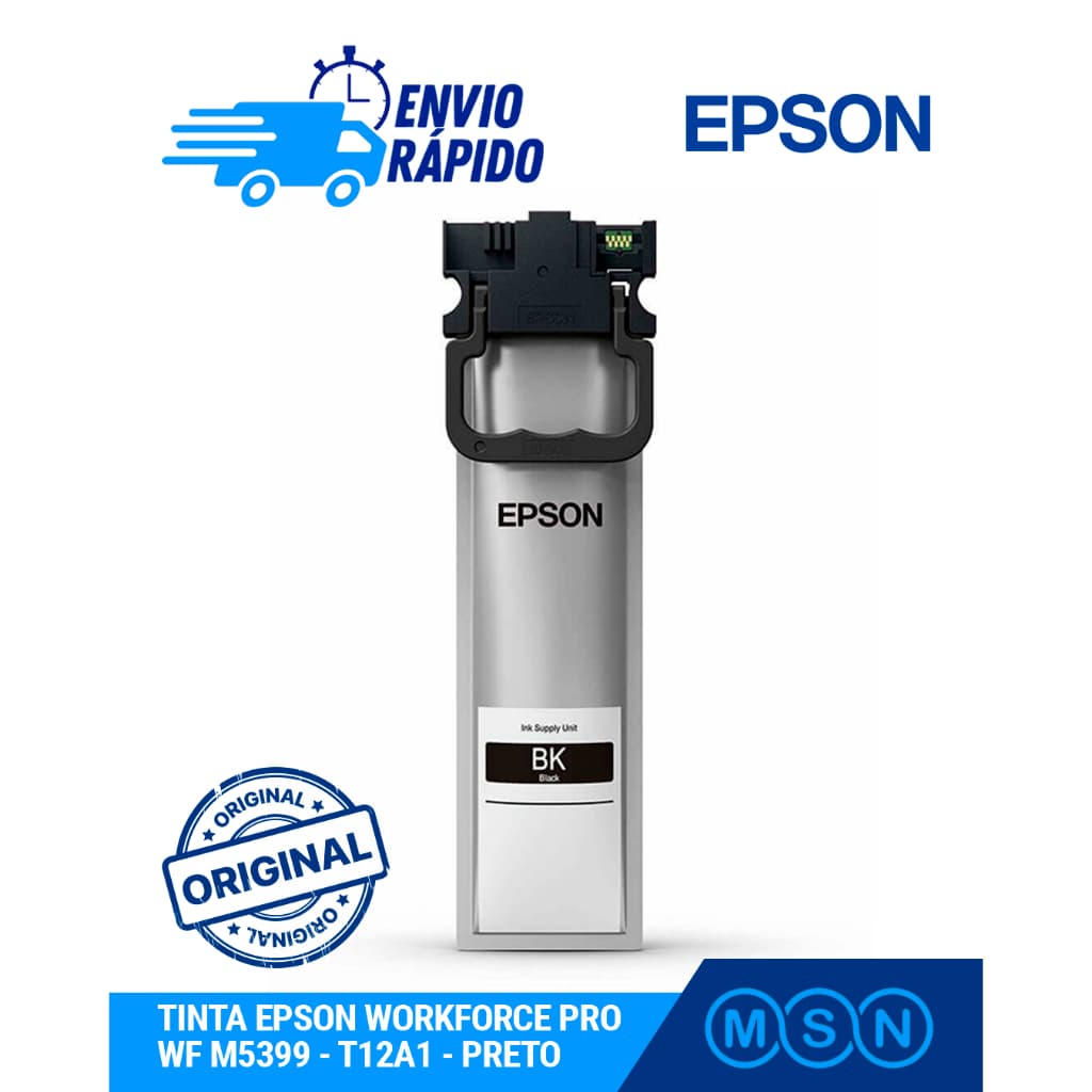 Tinta Epson T12A1 Preto Original WorkForce Pro WF-M5399 WF-M5899 Alto Rendimento