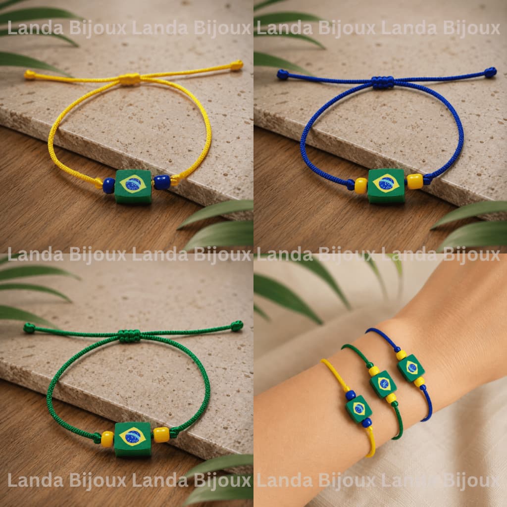 Pulseira Macramê Ajustável Copa do Mundo Brasil 2026 Hexa Verde Azul Amarelo