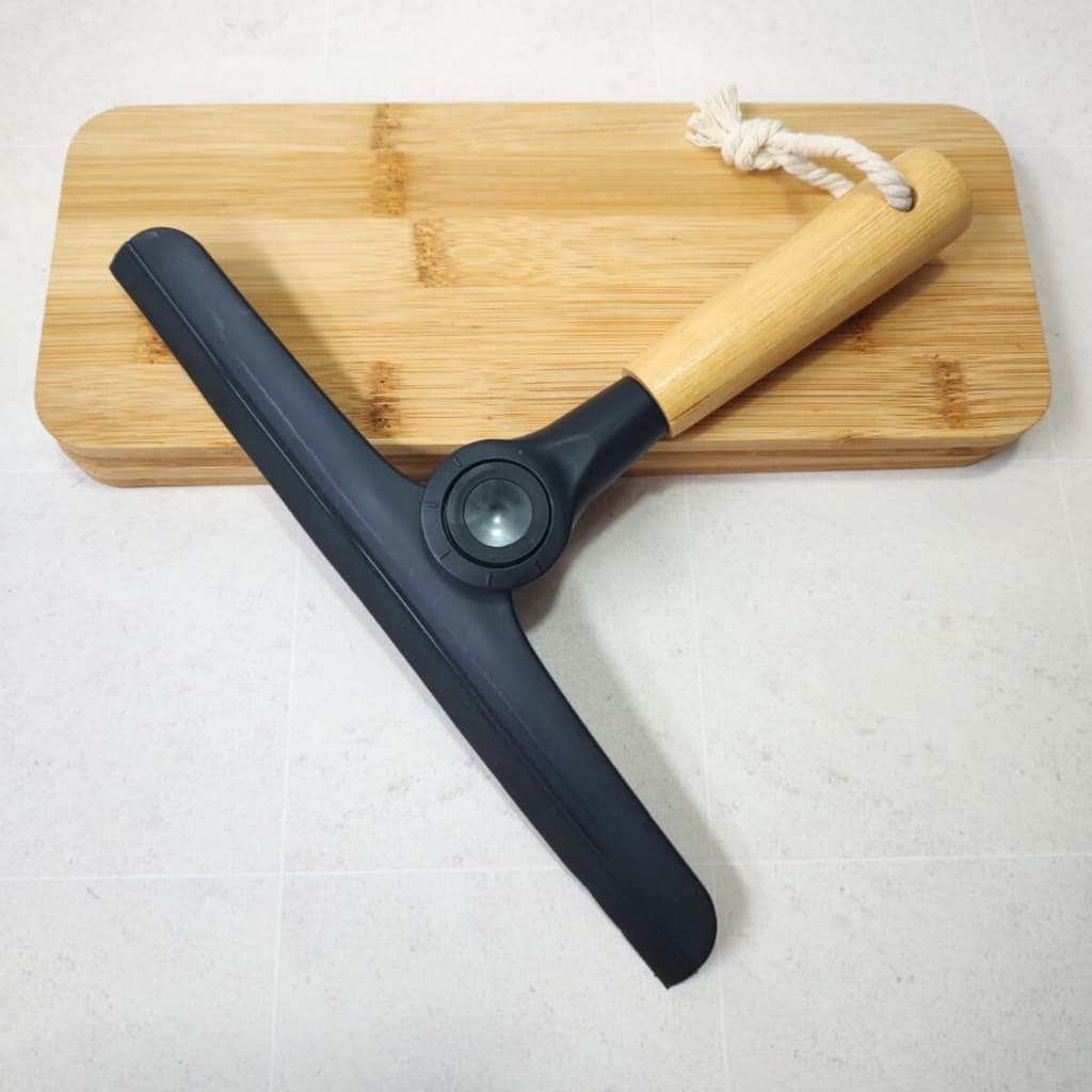 Rodo de Pia Dobrável com Cabo de Bambu e Silicone Antimofo - Preto ou Off White Premium