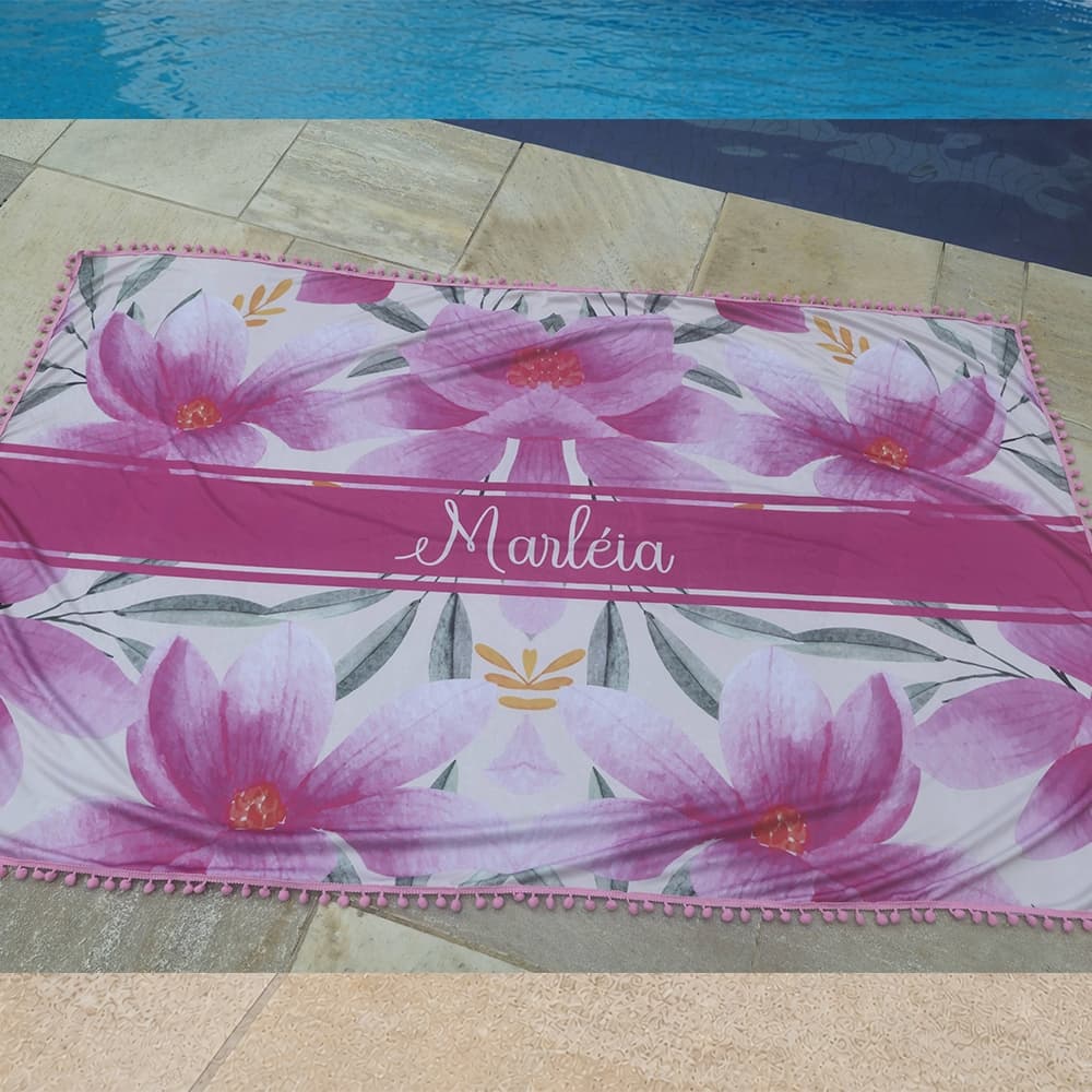 Canga de Praia e Piscina Personalizada com nome, iniciais ou frase, Diversas Estampas