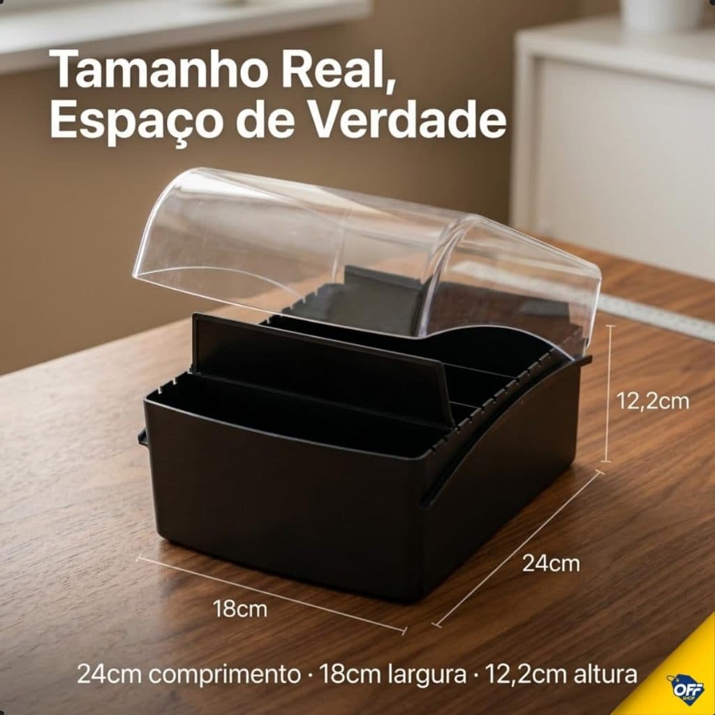 Fichário de Mesa 4x6 Médio Organizador de Fichas com Espaço para Índice