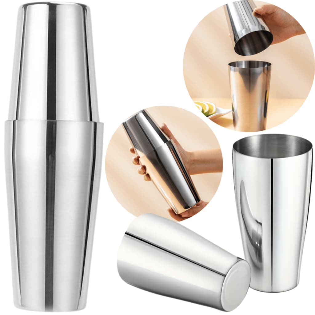 Coqueteleira Inox Modelo Boston Drinks Uso Bar Bartender Profissional 820ml Mistura Rápida Bebidas