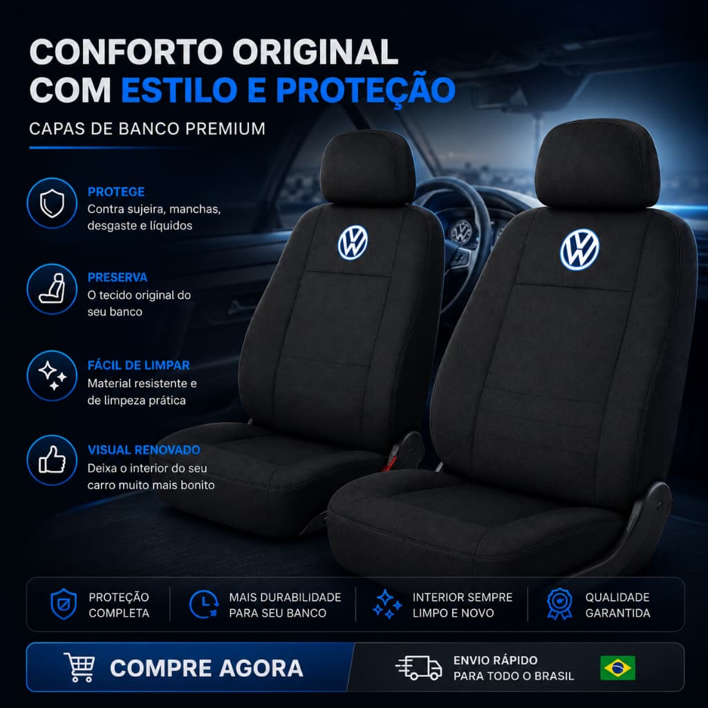 Capa De Banco Automotivo Estofado Tecido Grosso Vw Saveiro Cabine Simples G1 G2 G3 G4 G5 G6 G7