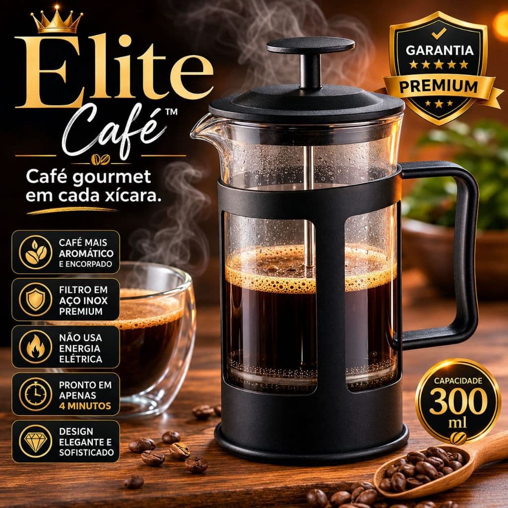 Cafeteira Francesa 300ml Prensa Francesa Aço Inox Café Gourmet Filtro Inox Premium