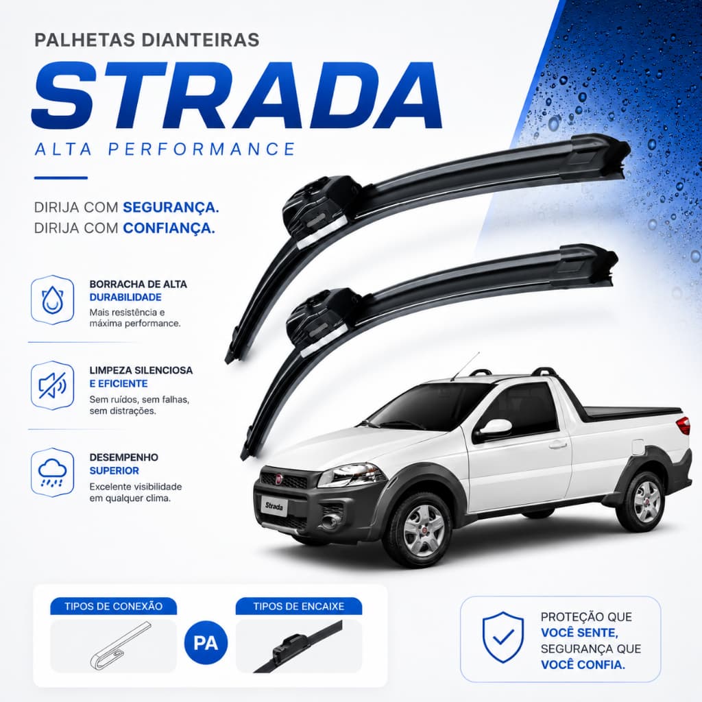 Par Limpador Para-brisa Palheta Da Fiat Strada 1996 até 2020 De Silicone