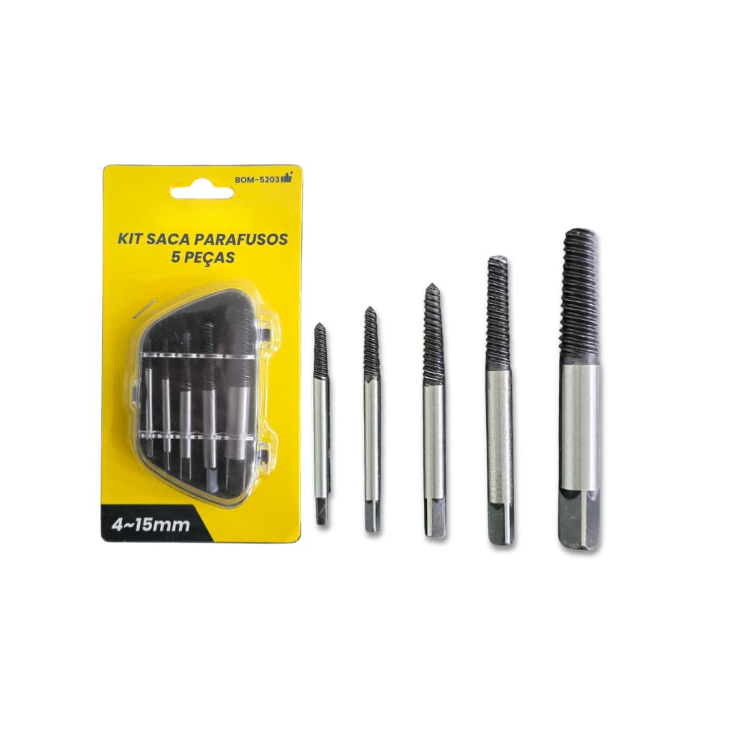 Kit Saca Parafuso Quebrado Espanado Enferrujado 5 Peças 4mm A 15mm Bomvink Com Estojo Organizador