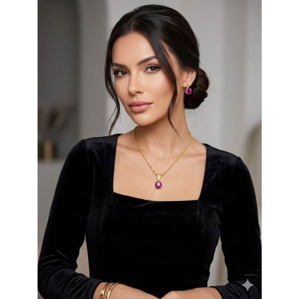 Conjunto Ponto de Luz Rosa - Folheado