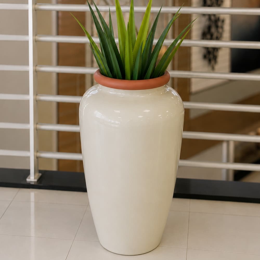 Vaso de Fibra de Vidro Pote Fusão com Borda Decorativo