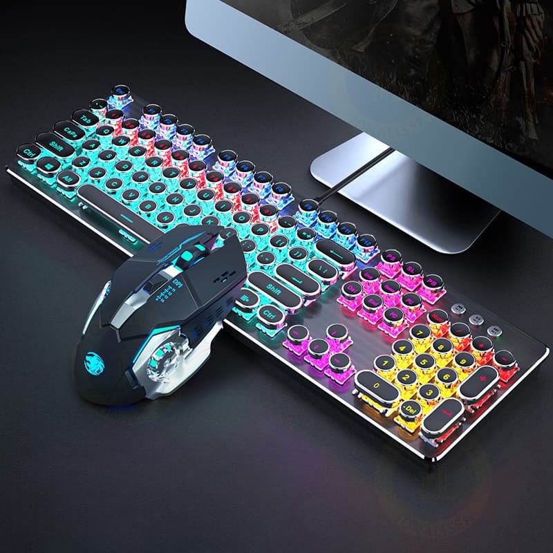 KIT Teclado Mecânico Gamer Punk RGB - Mouse Gamer 3200DPI  ABNT2 -H7